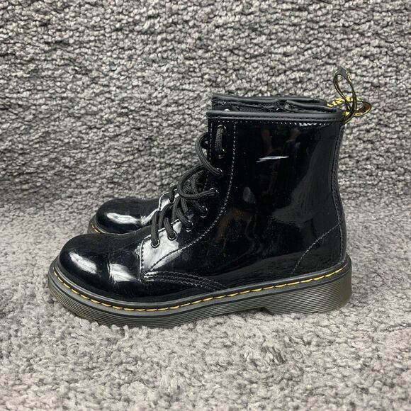 Dr Martens 1460 J Women’s Size 5 Black Classic Leather Side Zip Combat Boots - Picture 1 of 8